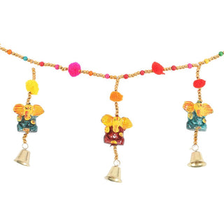 Hanging Ganesh Garland with Beads and Bells from Curious Muse Crystals Tagged with bell hanger, bells, ganesh, ganesha, hanging decor, sacred space