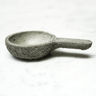 Small Raw Cement Bowl with Handle from Curious Muse Crystals Tagged with burner, incense burner, sacred space, Smoke cleansing