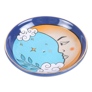 The Moon Celestial Incense Burner Plate from Curious Muse Crystals Tagged with ceramic dish, incense burner, incense holder, sacred space, the moon