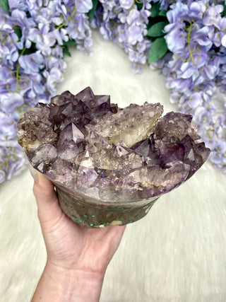 Amethyst with Calcite and Goethite | Brazil
