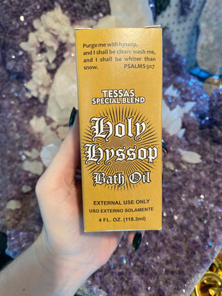 Tessa's Holy Hyssop Oil | Spiritual Cleansing from Curious Muse Crystals for 12. Tagged with cleansing water, dreams 7 holy spirit, energy clearing soap, herbal floral water, holy hyssop oil, hyssop bath wash, modern witch tool, protection spell, spiritual bath water, spiritual Cologne, spiritual soap, tessas special blend