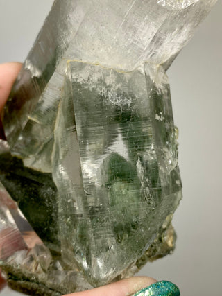 Nirvana Quartz Cluster with Green Chlorite Phantoms | High-Altitude Himalayan Crystal