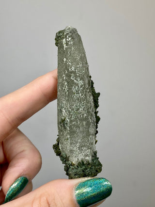 Epidote Cluster on Nirvana Quartz Point | High Altitude Himalayan Crystal