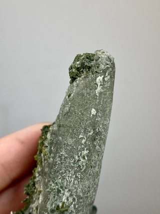 Epidote Cluster on Nirvana Quartz Point | High Altitude Himalayan Crystal