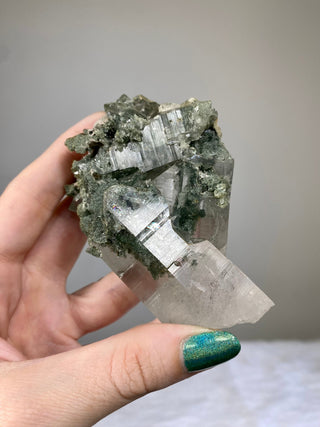 Nirvana Quartz Cluster with Green Chlorite Phantoms | High-Altitude Himalayan Crystal