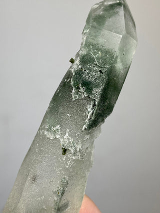 Epidote on Nirvana Quartz Point with Green Chlorite Phantoms - High Altitude Himalayan Crystal