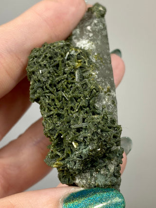 Epidote Cluster on Nirvana Quartz Point | High Altitude Himalayan Crystal