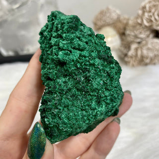 Velvet Malachite Cluster | Fibrous Green Copper Based Crystal