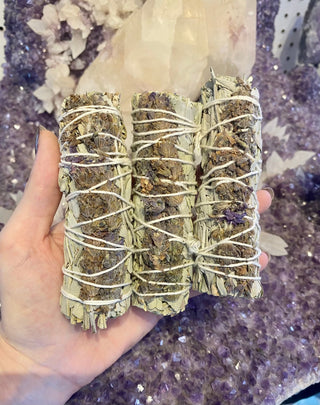 White Sage Bundle - Smoke Cleansing from Curious Muse Crystals for 4.0. Tagged with burnables, Natural incense, Smoke cleansing, white sage stick