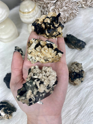 Mixed Raw Specimen from Malawi | Feldspar, Aegirine, Smoky Quartz from Curious Muse Crystals for 18. Tagged with aegirine, Crystal healing, Feldspar, fine mineral, genuine crystal, Malawi mineral, mineral collection, natural mineral, raw specimen, sm