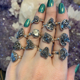 Meteorite in Sterling Silver Ring | Campo del Cielo from Curious Muse Crystals for 42. Tagged with argentina, campo del cielo, hide-notify-btn, meteorite, necklace, Pendant, silver, Sterling, sterling silver