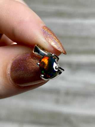Black Opal in Sterling Silver Pendant from Curious Muse Crystals for 52. Tagged with black opal, crystal healing, Crystal Jewelry, energy work, flashy opal, hide-notify-btn, opal, opal crystal pendant, reiki crystal, Sterling, sterling silver, witchy