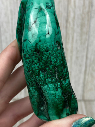 Malachite High Grade Polished Chunk from Curious Muse Crystals Tagged with Copper Stone, Crystal Healing, Dark Green Stone, Genuine Crystal, green, Hearth Chakra, hide-notify-btn, Malachite, Manifestation, Mineral Collection, Natural Mineral, Raw Min