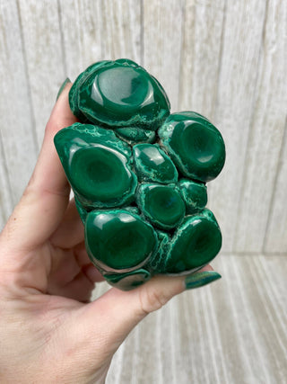 Malachite High Grade Polished Chunk from Curious Muse Crystals Tagged with Copper Stone, Crystal Healing, Dark Green Stone, Genuine Crystal, green, Hearth Chakra, hide-notify-btn, Malachite, Manifestation, Mineral Collection, Natural Mineral, Raw Min