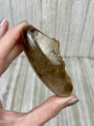 Rutile Citrine Quartz Semi-Polished Free Form High Grade from Curious Muse Crystals Tagged with clear, clear brazil quartz, crystal energy, crystal lens, genuine crystal, hide-notify-btn, quartz, reiki crystal, reiki healing, rutile