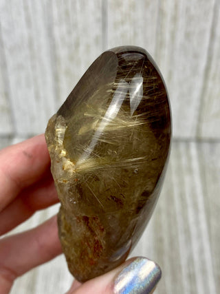 Rutile Citrine Quartz Semi-Polished Free Form High Grade from Curious Muse Crystals Tagged with clear, clear brazil quartz, crystal energy, crystal lens, genuine crystal, hide-notify-btn, quartz, reiki crystal, reiki healing, rutile