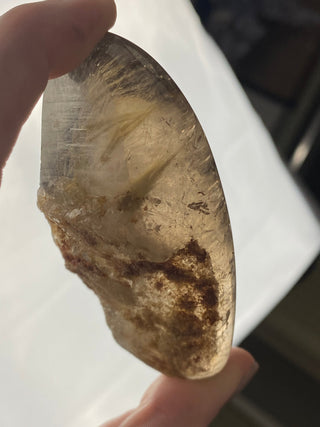 Rutile Citrine Quartz Semi-Polished Free Form High Grade from Curious Muse Crystals Tagged with clear, clear brazil quartz, crystal energy, crystal lens, genuine crystal, hide-notify-btn, quartz, reiki crystal, reiki healing, rutile