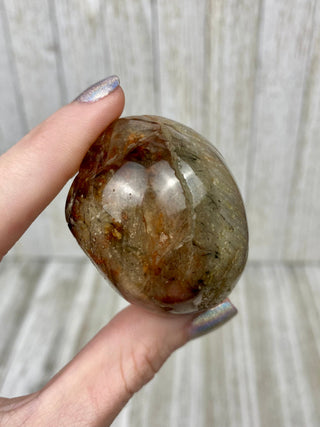 Rutile Inclusion Quartz Polished Free Form with Amphibole Phantoms from Curious Muse Crystals Tagged with clear, clear brazil quartz, crystal energy, crystal lens, genuine crystal, hide-notify-btn, quartz, reiki crystal, reiki healing, rutile