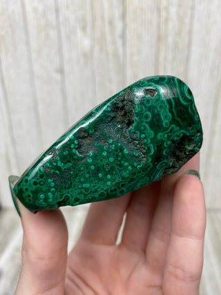 Malachite High Grade Polished Chunk from Curious Muse Crystals Tagged with Copper Stone, Crystal Healing, Dark Green Stone, Genuine Crystal, green, Hearth Chakra, hide-notify-btn, Malachite, Manifestation, Mineral Collection, Natural Mineral, Raw Min