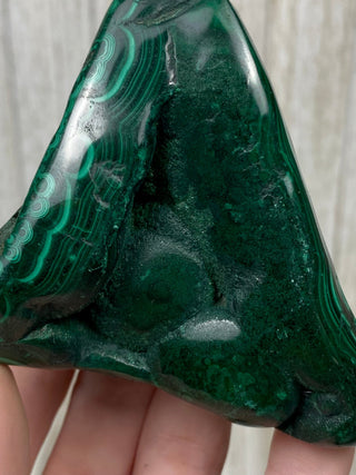 Malachite High Grade Polished Chunk from Curious Muse Crystals Tagged with Copper Stone, Crystal Healing, Dark Green Stone, Genuine Crystal, green, Hearth Chakra, hide-notify-btn, Malachite, Manifestation, Mineral Collection, Natural Mineral, Raw Min
