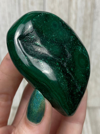 Malachite High Grade Polished Chunk from Curious Muse Crystals Tagged with Copper Stone, Crystal Healing, Dark Green Stone, Genuine Crystal, green, Hearth Chakra, hide-notify-btn, Malachite, Manifestation, Mineral Collection, Natural Mineral, Raw Min