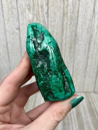 Malachite High Grade Polished Chunk from Curious Muse Crystals Tagged with Copper Stone, Crystal Healing, Dark Green Stone, Genuine Crystal, green, Hearth Chakra, hide-notify-btn, Malachite, Manifestation, Mineral Collection, Natural Mineral, Raw Min