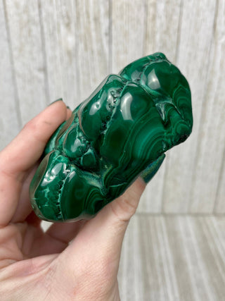 Malachite High Grade Polished Chunk from Curious Muse Crystals Tagged with Copper Stone, Crystal Healing, Dark Green Stone, Genuine Crystal, green, Hearth Chakra, hide-notify-btn, Malachite, Manifestation, Mineral Collection, Natural Mineral, Raw Min