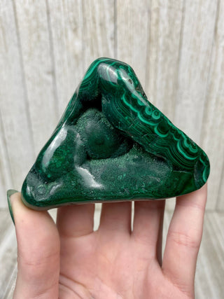 Malachite High Grade Polished Chunk from Curious Muse Crystals Tagged with Copper Stone, Crystal Healing, Dark Green Stone, Genuine Crystal, green, Hearth Chakra, hide-notify-btn, Malachite, Manifestation, Mineral Collection, Natural Mineral, Raw Min
