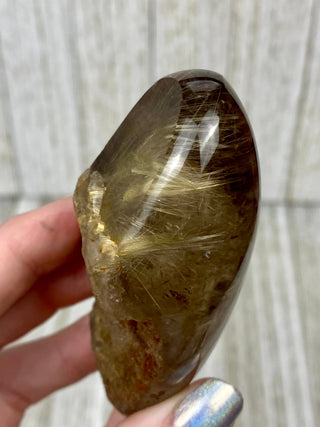 Rutile Citrine Quartz Semi-Polished Free Form High Grade from Curious Muse Crystals Tagged with clear, clear brazil quartz, crystal energy, crystal lens, genuine crystal, hide-notify-btn, quartz, reiki crystal, reiki healing, rutile