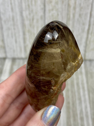Rutile Citrine Quartz Semi-Polished Free Form High Grade from Curious Muse Crystals Tagged with clear, clear brazil quartz, crystal energy, crystal lens, genuine crystal, hide-notify-btn, quartz, reiki crystal, reiki healing, rutile
