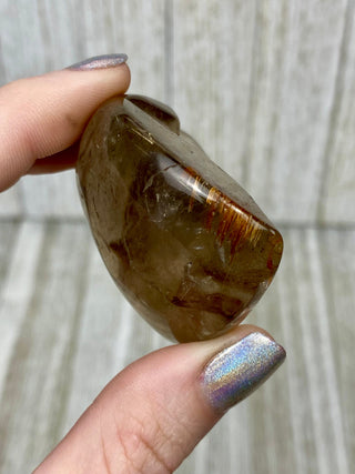 Rutile Smoky Quartz Semi-Polished Free Form High Grade from Curious Muse Crystals Tagged with clear, clear brazil quartz, crystal energy, crystal lens, genuine crystal, hide-notify-btn, quartz, reiki crystal, reiki healing, rutile