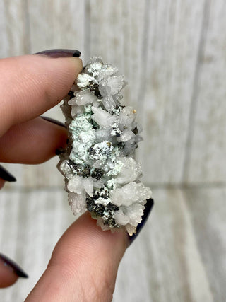Calcite with Chalcopyrite | Cozamin Mine, Zacatecas, Mexico from Curious Muse Crystals Tagged with calcite, chalcopyrite, clear, fine mineral, gold, mexico, raw
