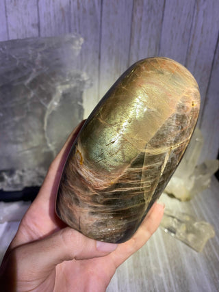Black Moonstone Extra Flashy Polished Crystal | Orthoclase Feldspar from Curious Muse Crystals Tagged with black, black moonstone, Crystal healing, genuine crystal, hide-notify-btn, intuition stone, Madagascar mineral, mineral collection, moonstone,