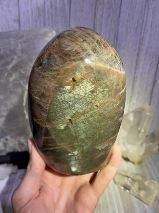 Black Moonstone Extra Flashy Polished Crystal | Orthoclase Feldspar from Curious Muse Crystals Tagged with black, black moonstone, Crystal healing, genuine crystal, hide-notify-btn, intuition stone, Madagascar mineral, mineral collection, moonstone,