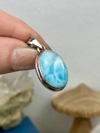 Larimar in Sterling Silver Pendant from Curious Muse Crystals Tagged with blue, crystal healing, Crystal Jewelry, energy work, hide-notify-btn, larimar, Sterling, sterling silver