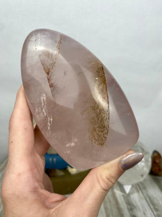 Rose Quartz Free Form with Stunning Dendrites from Curious Muse Crystals Tagged with dendrites, hide-notify-btn, pink, rose quartz, self care, self love