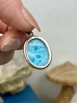 Larimar in Sterling Silver Pendant from Curious Muse Crystals Tagged with blue, crystal healing, Crystal Jewelry, energy work, hide-notify-btn, larimar, Sterling, sterling silver