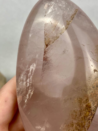 Rose Quartz Free Form with Stunning Dendrites from Curious Muse Crystals Tagged with dendrites, hide-notify-btn, pink, rose quartz, self care, self love
