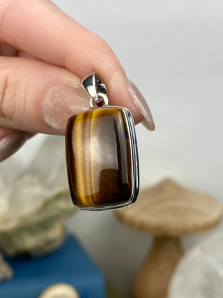 Tiger's Eye in Sterling Silver Pendant from Curious Muse Crystals Tagged with confidence, confidence crystal, hide-notify-btn, necklace, Pendant, solar plexus, solar plexus chakra, solar plexus work, sterling silver, tiger eye, tigers eye, yellow