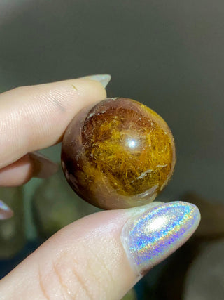 Rutile Sphere - High Grade Red and Gold Rutilated Quartz from Curious Muse Crystals Tagged with Brazilian Quartz, clear quartz, crystal energy, crystal sphere, hide-notify-btn, inclusion quartz, quartz, reiki healing, rutile, sphere
