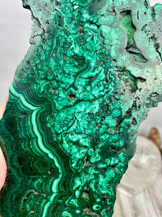 Malachite Polished Slab | Unique Patterns from Curious Muse Crystals Tagged with Copper Stone, Crystal Healing, Dark Green Stone, Genuine Crystal, green, Hearth Chakra, hide-notify-btn, high grade, Malachite, Manifestation, Mineral Collection, Natura