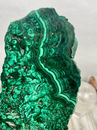 Malachite Polished Slab | Unique Patterns from Curious Muse Crystals Tagged with Copper Stone, Crystal Healing, Dark Green Stone, Genuine Crystal, green, Hearth Chakra, hide-notify-btn, high grade, Malachite, Manifestation, Mineral Collection, Natura