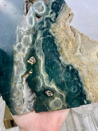 Ocean Jasper Slab | Unique Patterns from Curious Muse Crystals Tagged with Crystal healing, drusy pocket, hide-notify-btn, jasper, Madagascar mineral, mineral collection, natural mineral, ocean jasper, Orbicular jasper, peace and calming, purple, rei