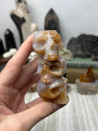 Chalcedony Crystal Skull Sculpture | Hand-Carved