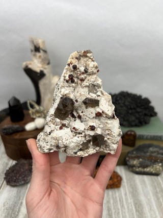 Garnet on Smoky Quartz and Feldspar | Collector Mineral
