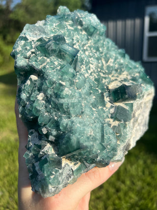Cubic Green Fluorite with Phantoms | Madagascar