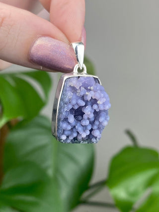 Grape Agate in Sterling Silver Pendant - GA4 from Curious Muse Crystals Tagged with botyroidal, chalcedony, Crystal healing, genuine crystal, grape agate, hide-notify-btn, jewelry, natural mineral, Pendant, purple, raw mineral, reiki crystal, Sterling