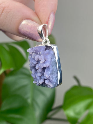 Grape Agate in Sterling Silver Pendant - GA4 from Curious Muse Crystals Tagged with botyroidal, chalcedony, Crystal healing, genuine crystal, grape agate, hide-notify-btn, jewelry, natural mineral, Pendant, purple, raw mineral, reiki crystal, Sterling