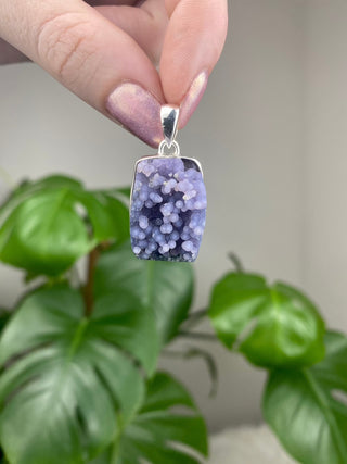 Grape Agate in Sterling Silver Pendant - GA4 from Curious Muse Crystals Tagged with botyroidal, chalcedony, Crystal healing, genuine crystal, grape agate, hide-notify-btn, jewelry, natural mineral, Pendant, purple, raw mineral, reiki crystal, Sterling