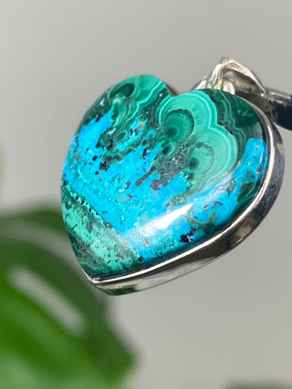 Malachite & Chrysocolla in Sterling Silver Pendant from Curious Muse Crystals for 54. Tagged with blue, chrysocolla, green, hide-notify-btn, malachite, necklace, Pendant, sterling silver